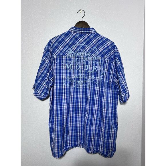 Y2K Phat farm shirt men’s XXL blue white Embroidered button short sleeve Vintage - Picture 6 of 11